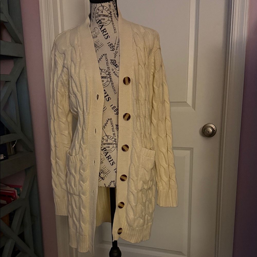Fashion Brand Company Cream Cable Knit Cardigan